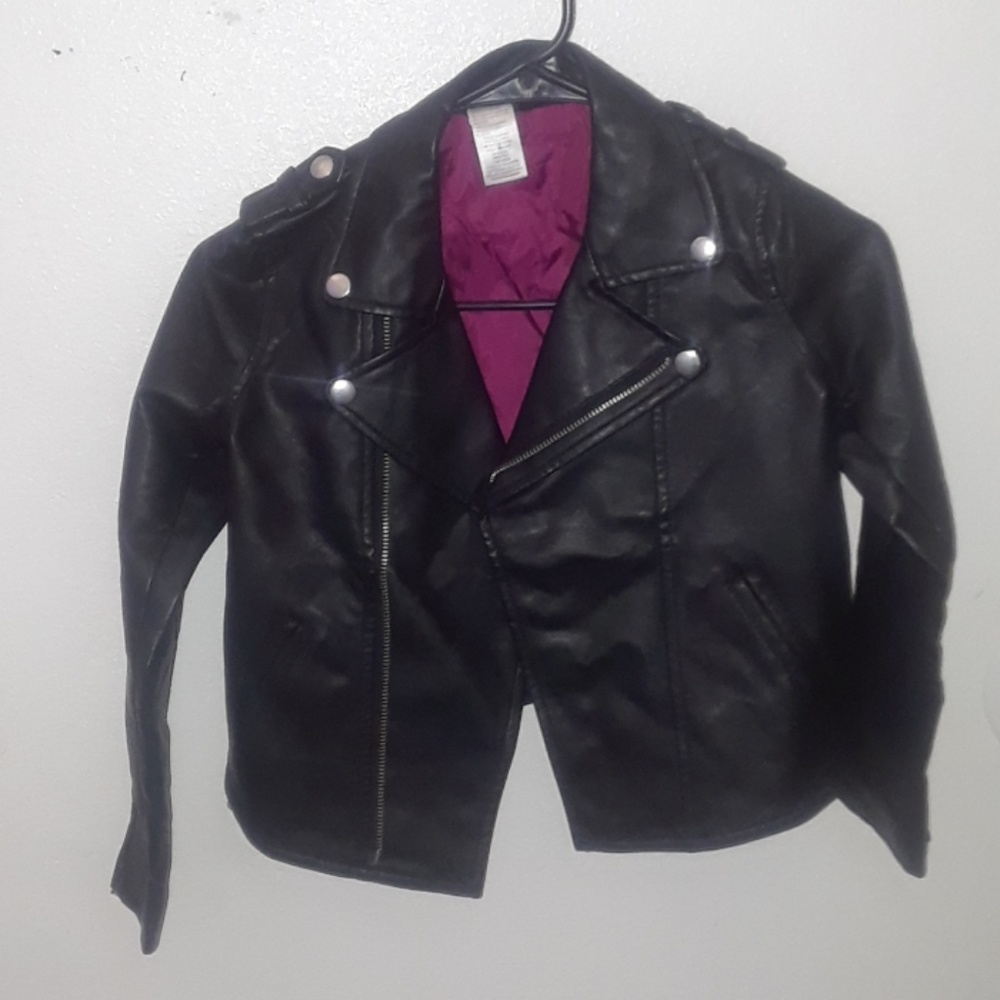 Kids black leather jacket